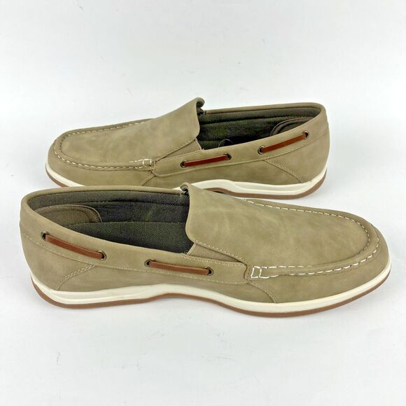 SJB Oakdale Sand Mens Loafers Shoes Slip-on Faux Suede Comfort Boating SZ 12 NEW